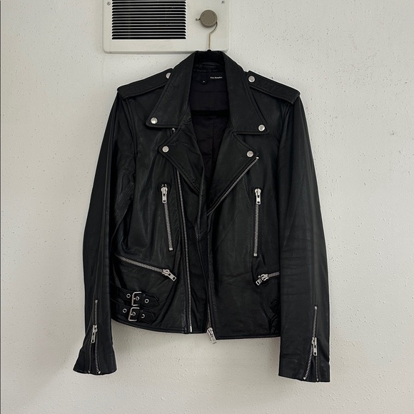 The Kooples Men Black Leather Jacket Perfecto